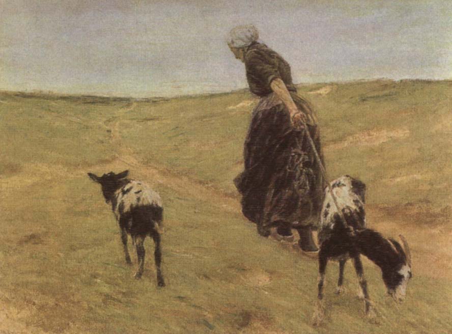 Woman with Goats